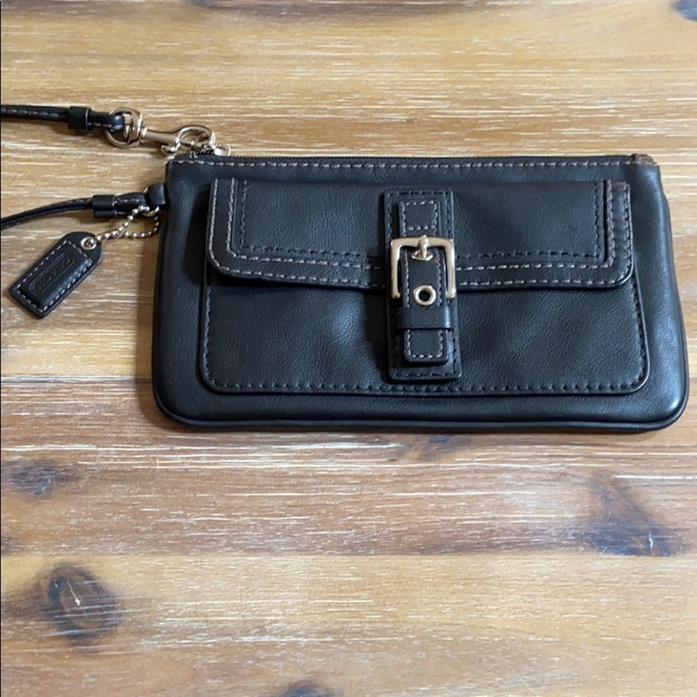 Coach Leather Wristlet w/ Magnetic Snap Pocket
